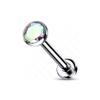Amelia Fashion Implant Grade Titanium Threadless Push in Labret, Flat Back Studs, CZ Bezel Set Ball Top for Cartilage, Monroe, Nose and More (Aurora Borealis -16GA (1.2mm) - L.5/16" (8mm) - Ball: 3mm) view 1