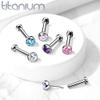 Amelia Fashion Implant Grade Titanium Threadless Push in Labret, Flat Back Studs, CZ Bezel Set Ball Top for Cartilage, Monroe, Nose and More (Aurora Borealis -16GA (1.2mm) - L.5/16" (8mm) - Ball: 3mm) view 2