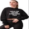Go All Out Medium Black Womens Hold On Let Me Overthink This Funny Cropped Hooded Sweatshirt view 2