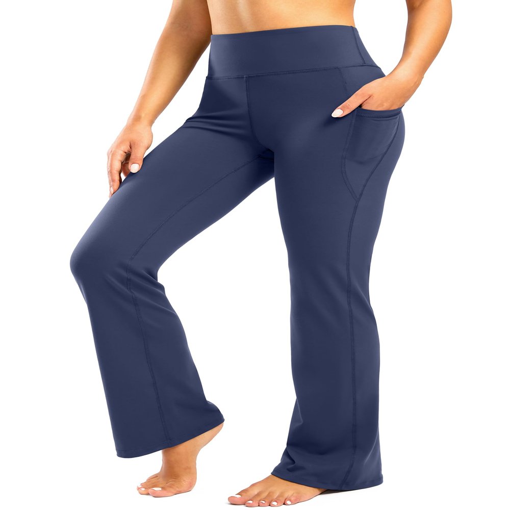 28"/30"/32"/34" Inseam Women's Bootcut Yoga Pants Long Bootleg High-Waisted Flare Pants with Pockets Blue-Flare-32-M