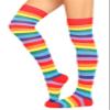 Awlsyj 6 Pair Rainbow Stripes Knee High Socks Long Thigh Socks Halloween Witch Cosplay Stocking Women Girls (Rainbow Stripes(Over Knee)) view 2