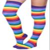 Awlsyj 6 Pair Rainbow Stripes Knee High Socks Long Thigh Socks Halloween Witch Cosplay Stocking Women Girls (Rainbow Stripes(Over Knee)) view 3