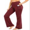 28"/30"/32"/34" Inseam Women's Bootcut Yoga Pants Long Bootleg High-Waisted Flare Pants with Pockets Dark Red-Flare-30-S view 1