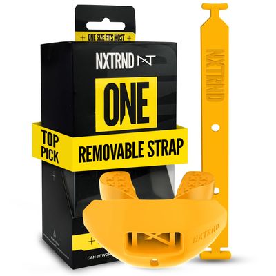Nxtrnd One Football Mouth Guard, Strap Included, Fits Adult & Youth (Yellow)