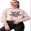 Go All Out X-Large Blush Womens Hold On Let Me Overthink This Funny Cropped Hooded Sweatshirt view 2