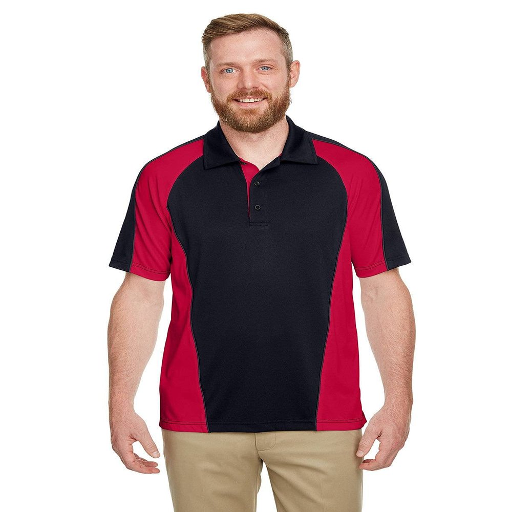 Harriton Men's Snag Protection Plus IL Colorblock Polo M BLK/RED/D CHRC