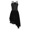Moily Kids Girls Mesh Criss Cross Back Camisole High Low Hem Skirts Modern Lyrical Dance Dress Black 7-8 view 2