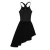 Moily Kids Girls Mesh Criss Cross Back Camisole High Low Hem Skirts Modern Lyrical Dance Dress Black 7-8 view 3