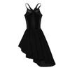 Moily Kids Girls Mesh Criss Cross Back Camisole High Low Hem Skirts Modern Lyrical Dance Dress Black 7-8 view 4