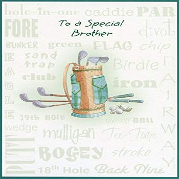 Designer Greetings Golf Bag and Golf Terms Birthday Card for Brother