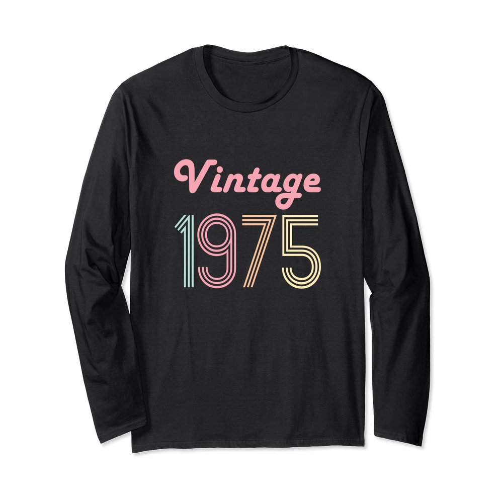 46th Birthday Gift for her 46 Year Old Women Vintage 1975 Long Sleeve T-Shirt