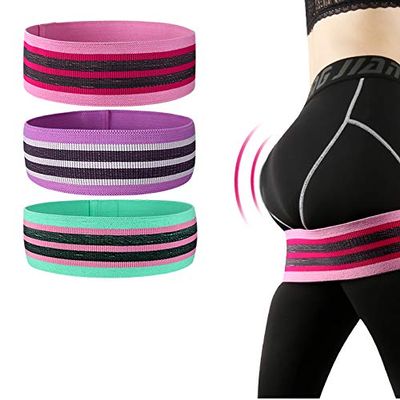 Ausitool Resistance Loop Bands for Women Legs and Butt Fabric Workout Bands for Fitness, Yoga & Squat Stretching Strength Training Flexbands Non Slip Fabric 3 Pack