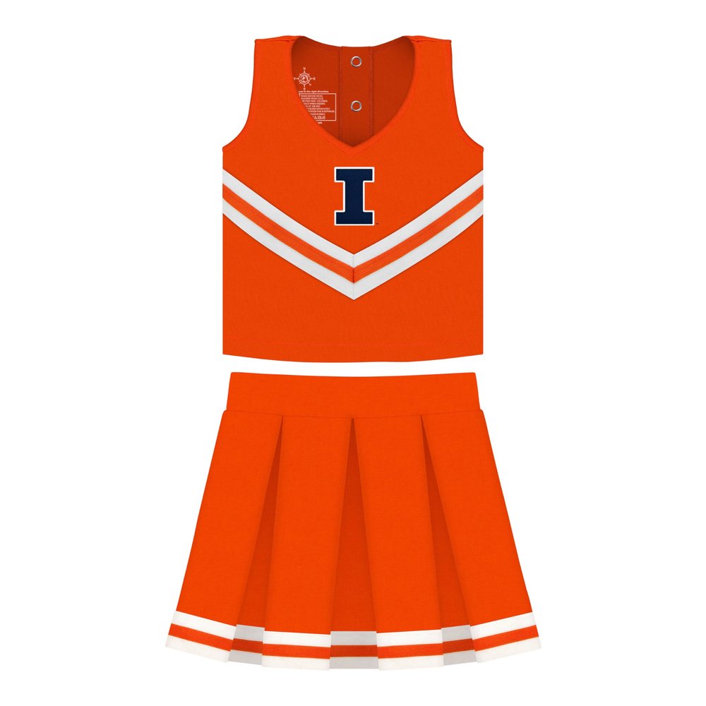College Baby NCAA Officially Licensed Toddler/Youth Cheerleader Dress, Illinois Logo, Orange, Size 3T