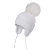 DINGDONG'S CLOSET Baby Toddler Boys Girls Fleece Knit Lined Hat Kids Hat with Earflap Winter Fleece Hat Pom Pom Hat(White,0-1T) view 2