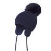 DINGDONG'S CLOSET Baby Toddler Boys Girls Fleece Knit Lined Hat Kids Hat with Earflap Winter Fleece Hat Pom Pom Hat(Navy,2-4T) view 2