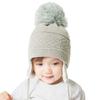 DINGDONG'S CLOSET Baby Toddler Boys Girls Fleece Knit Lined Hat Kids Hat with Earflap Winter Fleece Hat Pom Pom Hatgrey,1-2T view 1