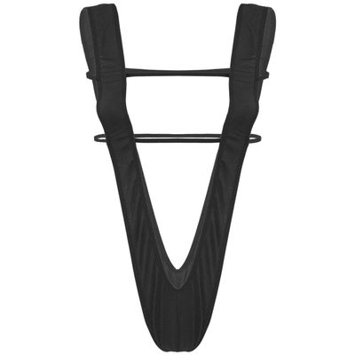 Agoky Women's One-Piece Slingshot Monokini Swimsuit Bodysuit Cutout Micro Thong Bikini Swimwear Black One Size