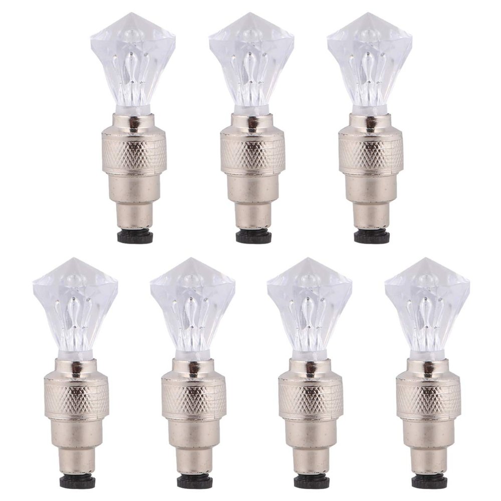 BESPORTBLE 7pcs LED Wheel Lights Valve Caps Lights Wheel Tire Tyre Valve Dust Stem Cap Tire Motion Neon Light Lamp for Car Bike Bicycle Supplies White
