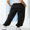chouyatou Women's Sports High Waisted Loose Baggy Fleece Gym Jogger Sweatpants with Pocket (XX-Large, Black) view 2
