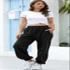 chouyatou Women's Sports High Waisted Loose Baggy Fleece Gym Jogger Sweatpants with Pocket (XX-Large, Black) view 4