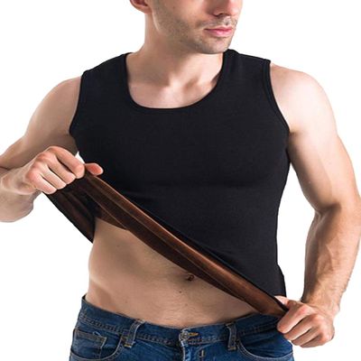 Flygo Mens Cotton Winter Warm Thermal Tank Top Fleece Lined Underwear Sleeveless Vest (Black, Large)