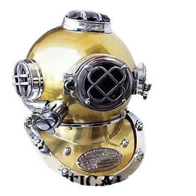 Deep Sea Diver's Underwater Collectible U.S. Navy Mark V Marine Dcor Nautical Antique 18 Inches Scuba Diving Helmet