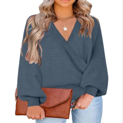 LookbookStore Fall Trendy Tops for Woman Long Sleeve Knit Women Sweater Cute Tunic Top Moonlight Blue Size Medium Size 8 10