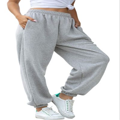 chouyatou Women's Sports High Waisted Loose Baggy Fleece Gym Jogger Sweatpants with Pocket (XX-Large, Grey)