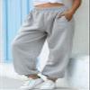 chouyatou Women's Sports High Waisted Loose Baggy Fleece Gym Jogger Sweatpants with Pocket (XX-Large, Grey) view 3