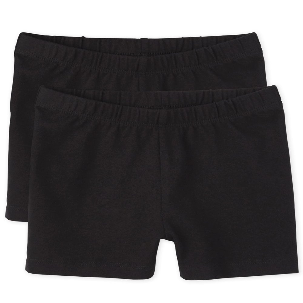 The Children's Place girls Basic Cartwheel Short Leggings, Black 2 Pack, X-Large US
