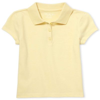 The Children's Place girls Uniform Soft Jersey Polo Shirt, Pale Sun, XXL 16 US