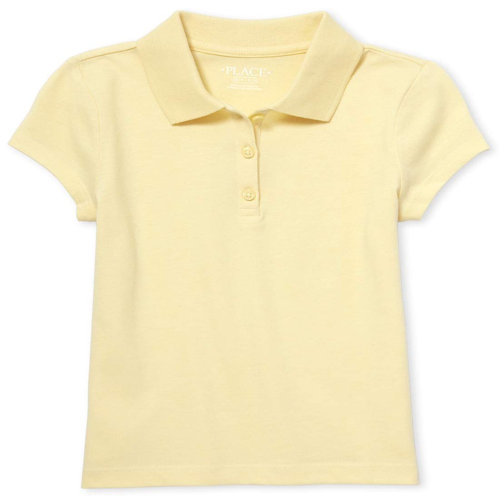 The Children's Place girls Uniform Soft Jersey Polo Shirt, Pale Sun, XXL 16 US
