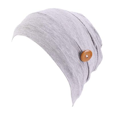 KESYOO Grey Women Turban Hat with Button Modal Cotton Stretch Headwrap for Chemo Soft Non- Design Suitable for All Hair Types Breathable Comfortable for Daily Use