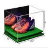 Better Display Cases Acrylic Shoe Pair Display Case for Soccer Cleats Football Cleats with Mirror, Gold Risers and Turf Base (A026/V12) view 2