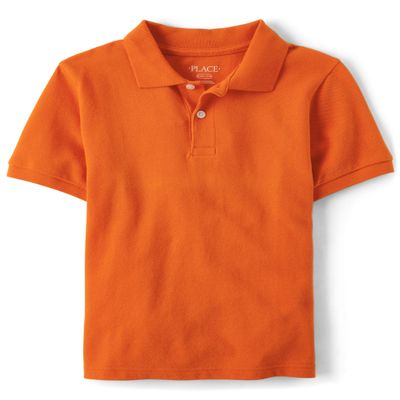 The Children's Place Boys' Uniform Pique Polo, Flame, XXL (16)