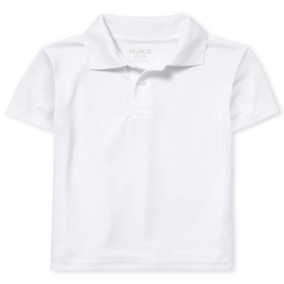 The Children's Place Boys' Uniform Performance Polo, White, XL (14)