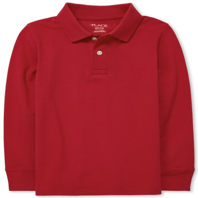 The Children's Place,Long Sleeve Polo,CLASSICRED,9-12MOS