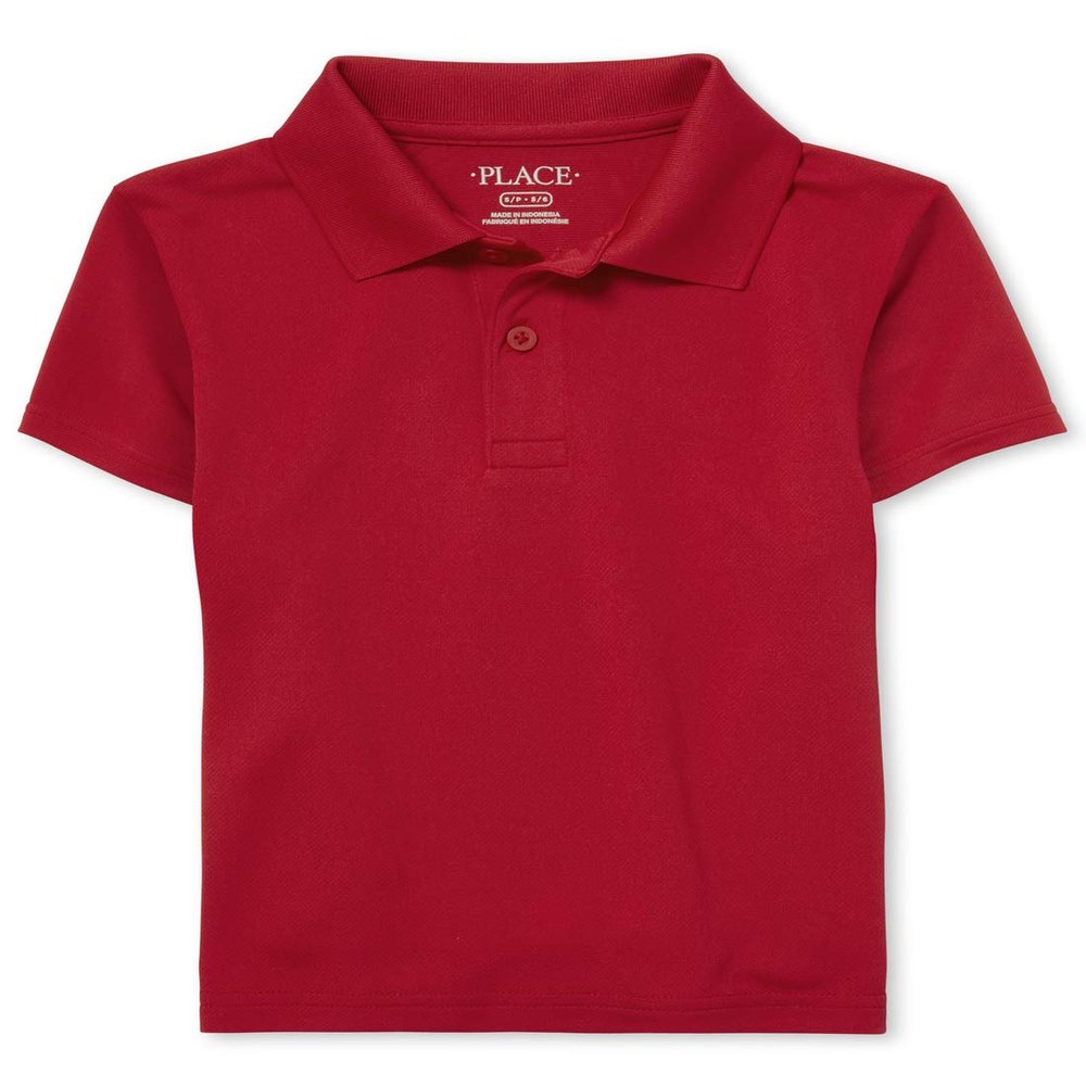 The Children's Place Boys Short Sleeve Performance Polo, Mouisture Wicking Shirt, Classic Red Single, Large US