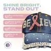 Bling Baseball Cap Hat Forest & Twelfth Embellished with Crystal Rhinestones and Faux Gemstones (Believe Ribbon) view 2