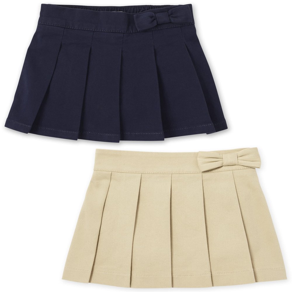 The Children's Place girls And Toddler Pleated Skort Shorts, Sandy/Tidal 2 Pack, 4T US