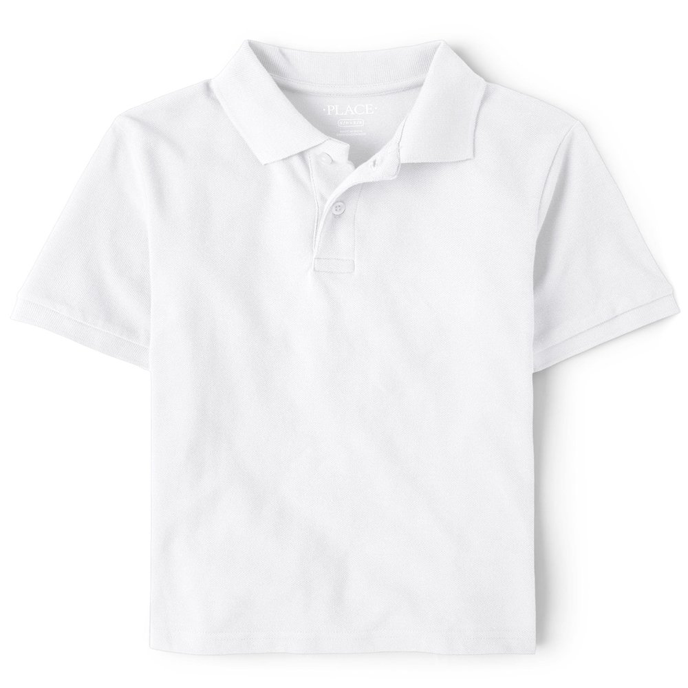 The Children's Place Boys' Uniform Pique Polo, White, XL (14 husky)