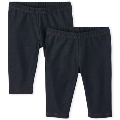 The Children's Place Girls and Toddler Capri Leggings Pants, True Indigo 2 Pack, 4T US