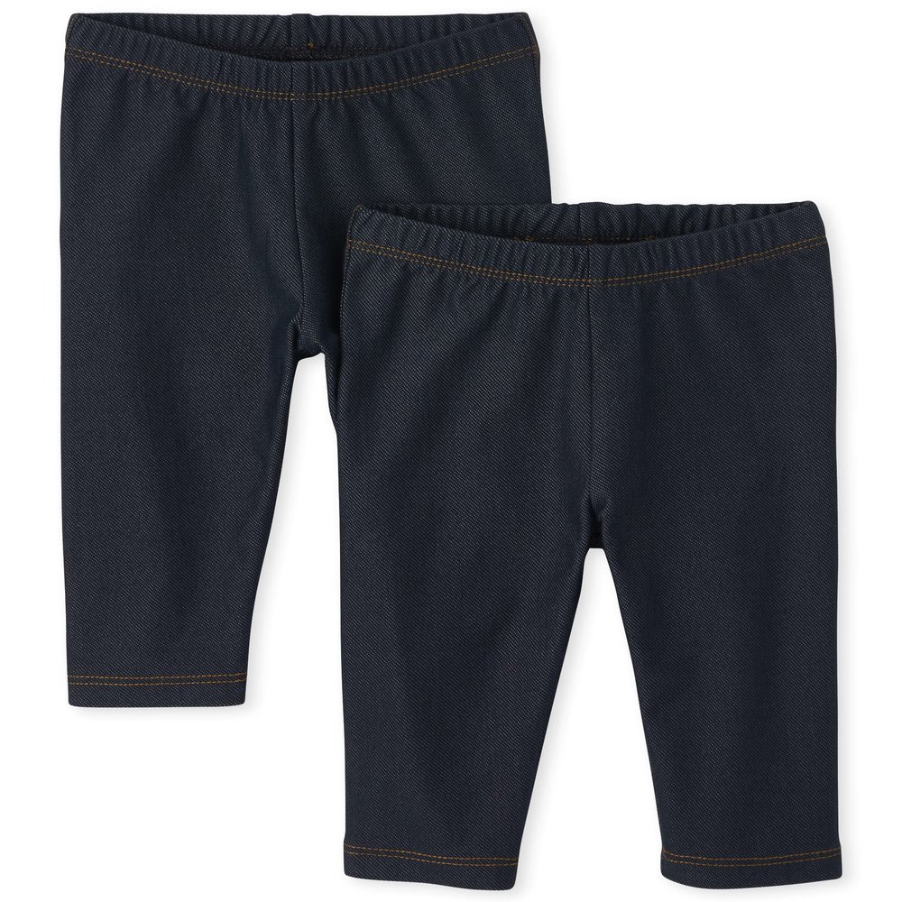 The Children's Place Girls and Toddler Capri Leggings Pants, True Indigo 2 Pack, 4T US