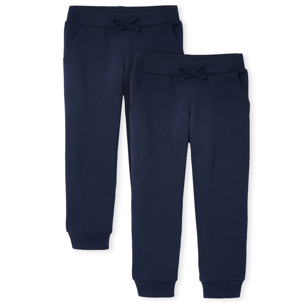 The Children's Place Girls' Uniform Active Fleece Jogger Pants 2-Pack Tidal S (5/6)