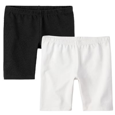 The Children's Place girls Mix and Match Bike Shorts Pants, Black/White 2 Pack, X-Large US