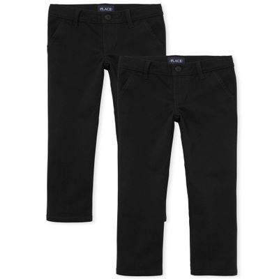 The Children's Place Girls Skinny Chino Pants,Black 2 Pack,14