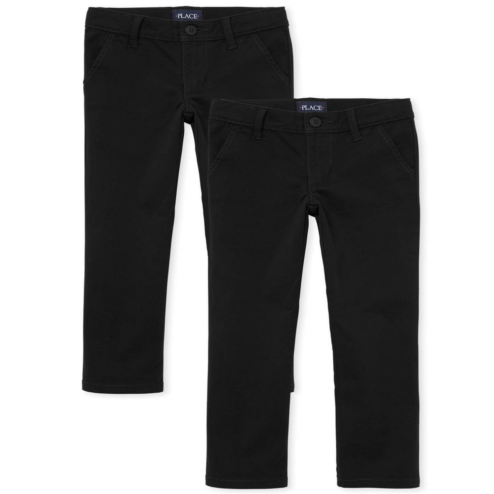 The Children's Place Girls Skinny Chino Pants,Black 2 Pack,14