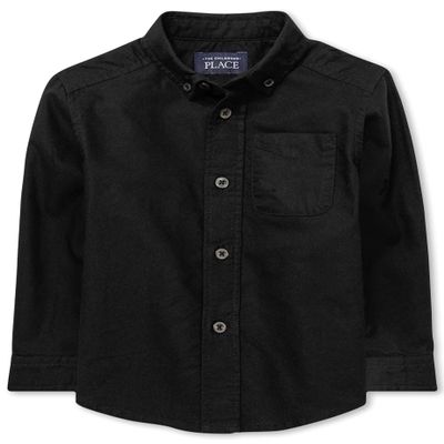 The Children's Place Baby Boys And Toddler Boys Long Sleeve Oxford Button Down Shirt,Black,6-9MONTHS