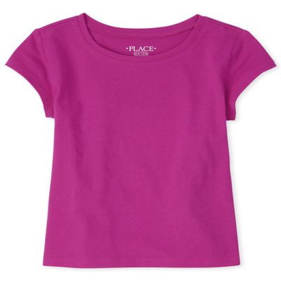 The Children's Place Girls Short Sleeve Basic Layering T-Shirt, Aurora Pink Single, XX-Large