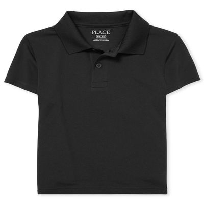 The Children's Place Boys' Uniform Performance Polo, Black, L (10/12)